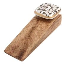 Black Sea Shell Square Ceramic Wooden Door Stopper